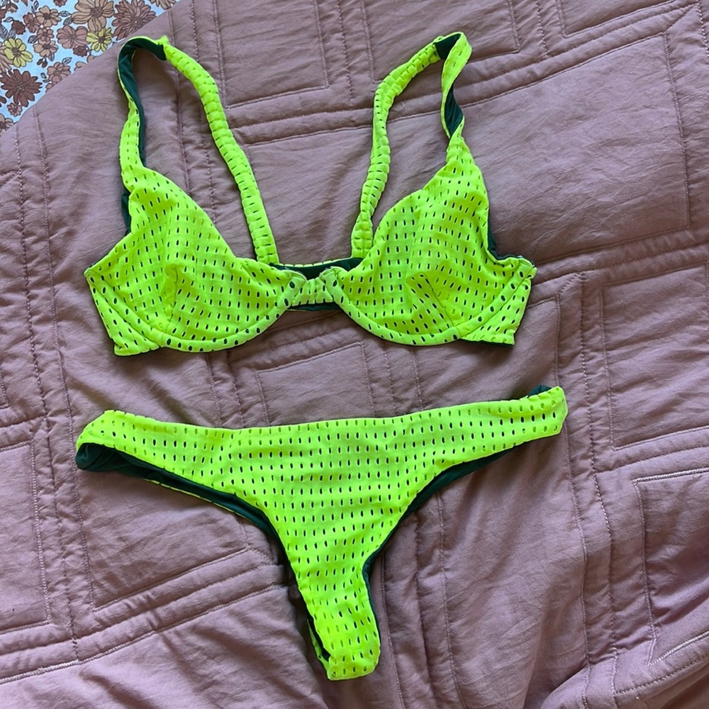 Acacia swim neon yellow and green size M bottom and S top